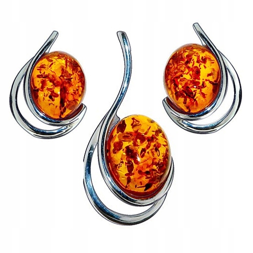 Stříbrný Komplet z baltského Jantaru ze stříbra Stříbro dárek Na Velikonoce