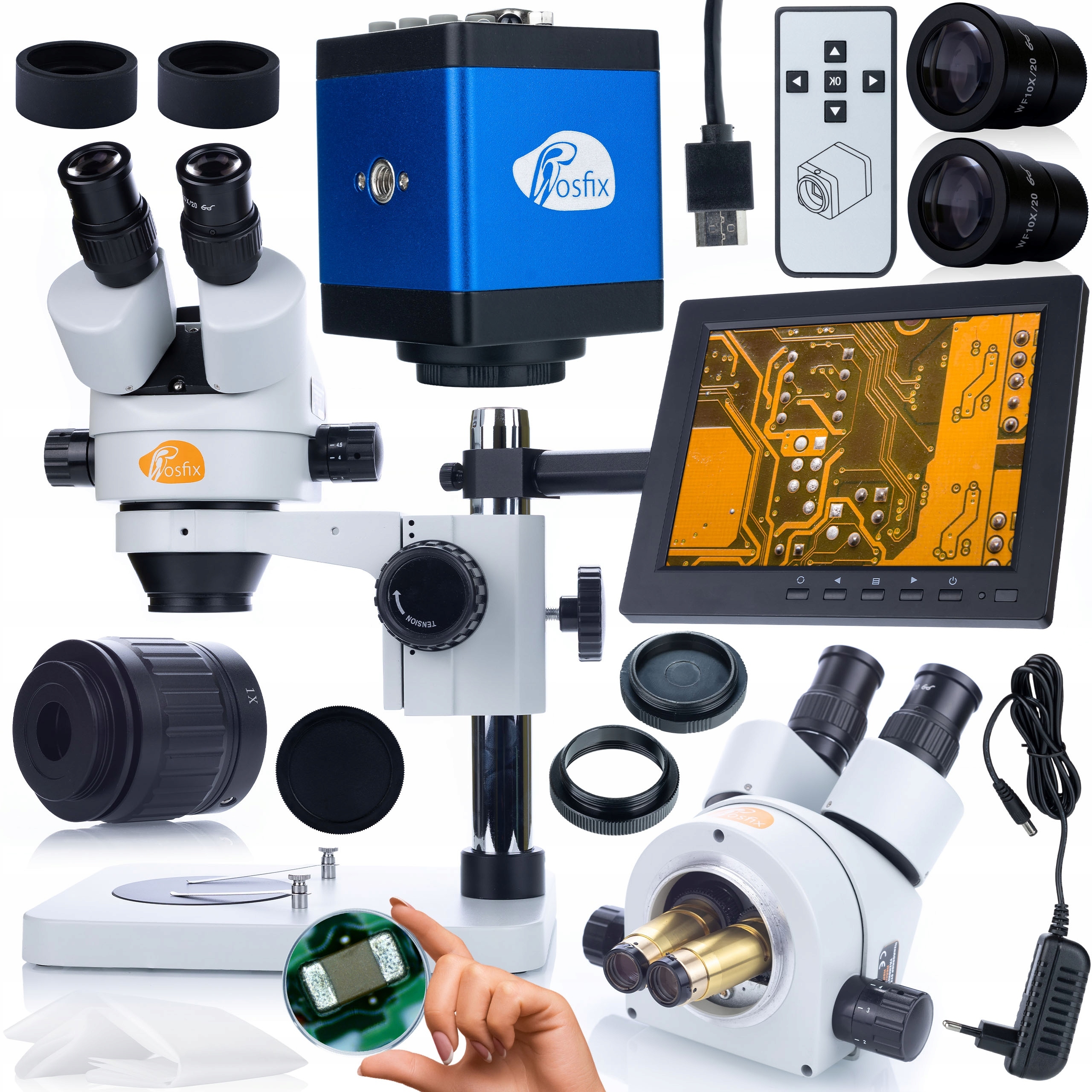 Sada Optických Mikroskopů Mercury 270X Kamera Hdmi Vga Držák Displej