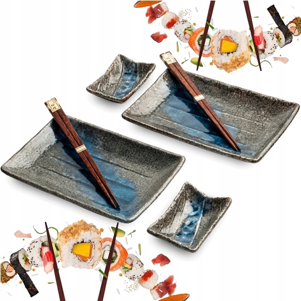 Sada keramiky na Sushi Buru Gure Šedomodrá Pro 2 osoby Edo Japan