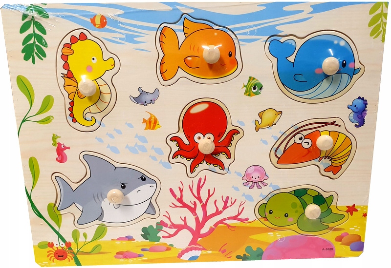 

Drewniane Puzzle Z Uchwytami Układanka Edukacyjna