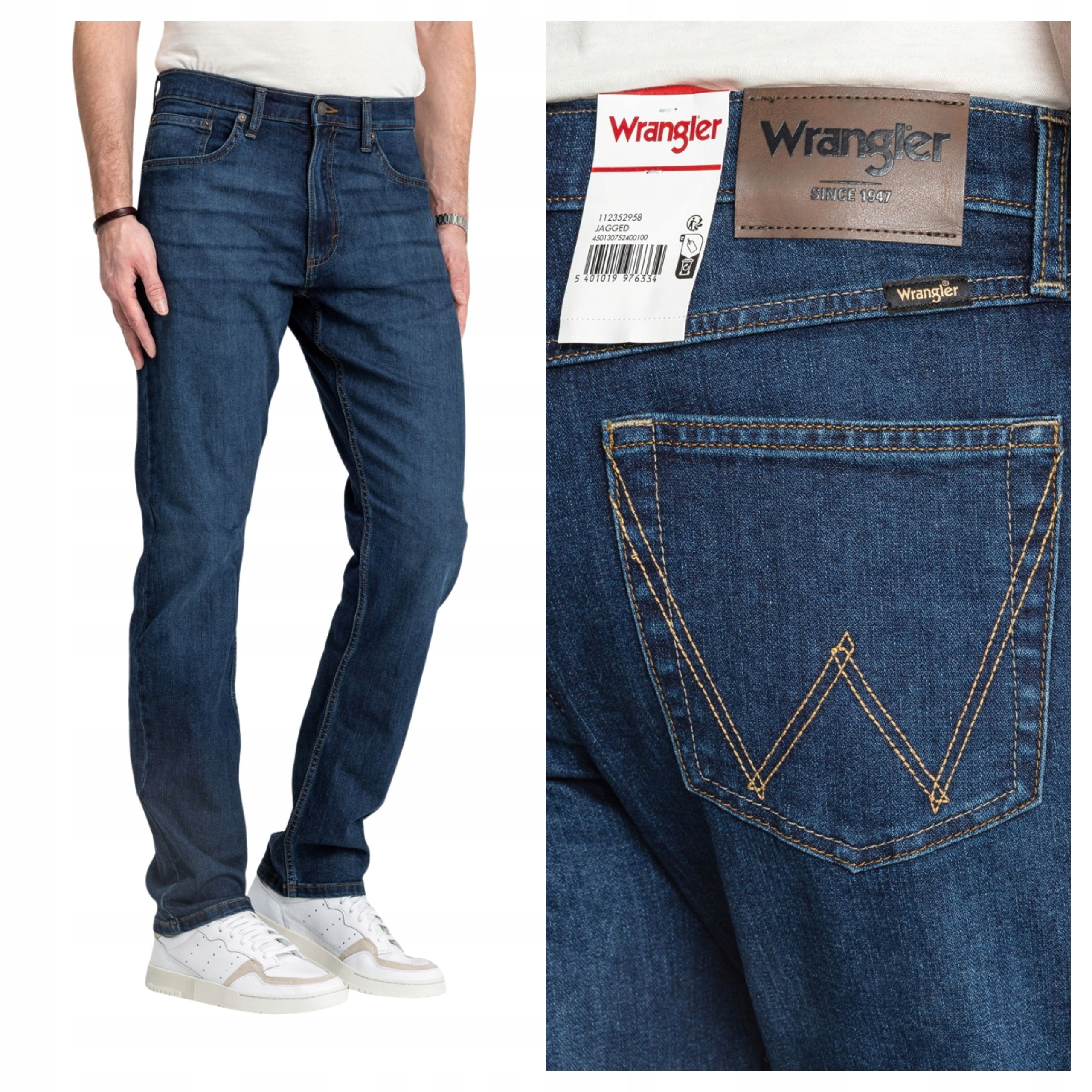 Pánské džíny Wrangler Athletic Fit Modré Jednoduché Džíny W38 L34