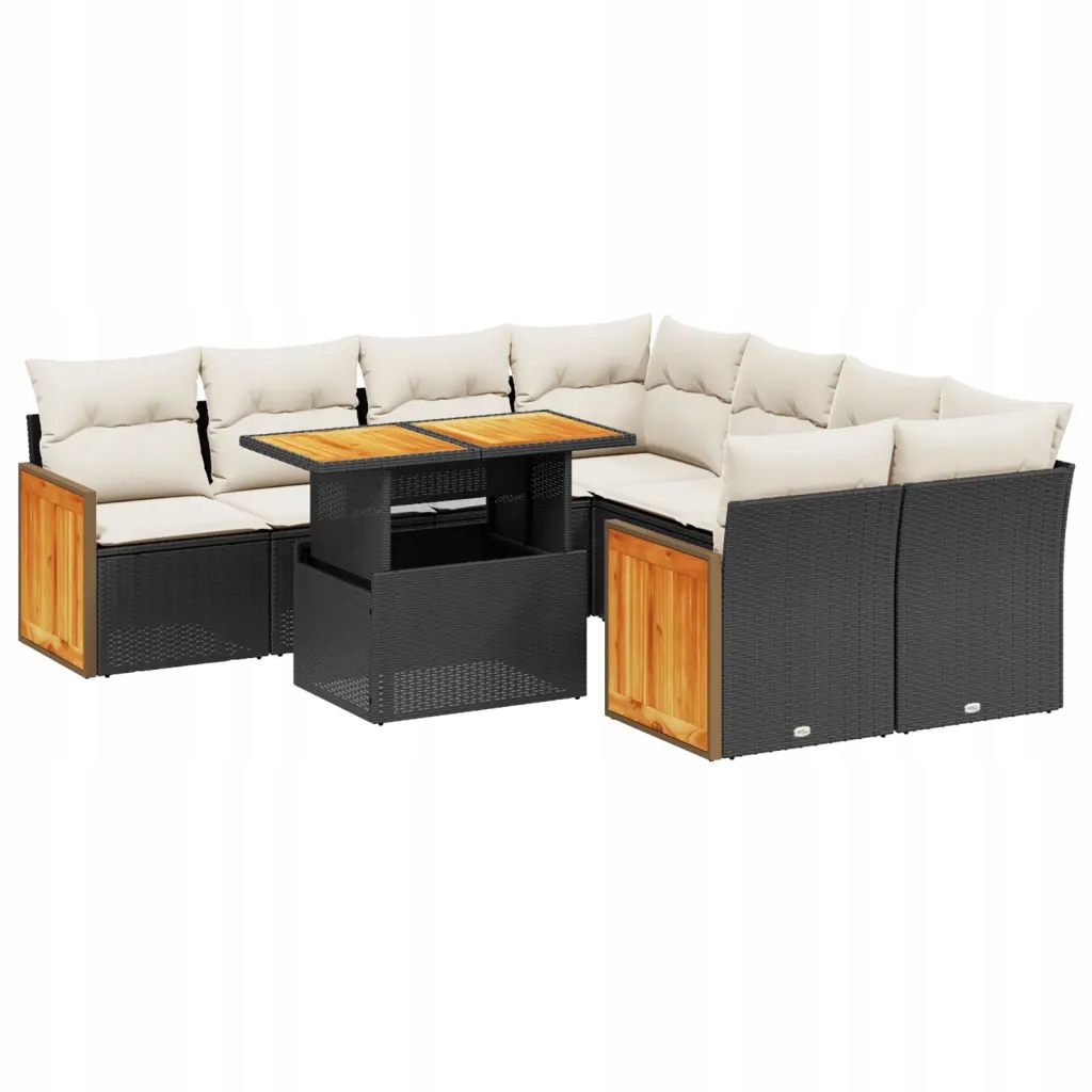 Set zahradního nábytku technorattan vidaXL černý 9 el.