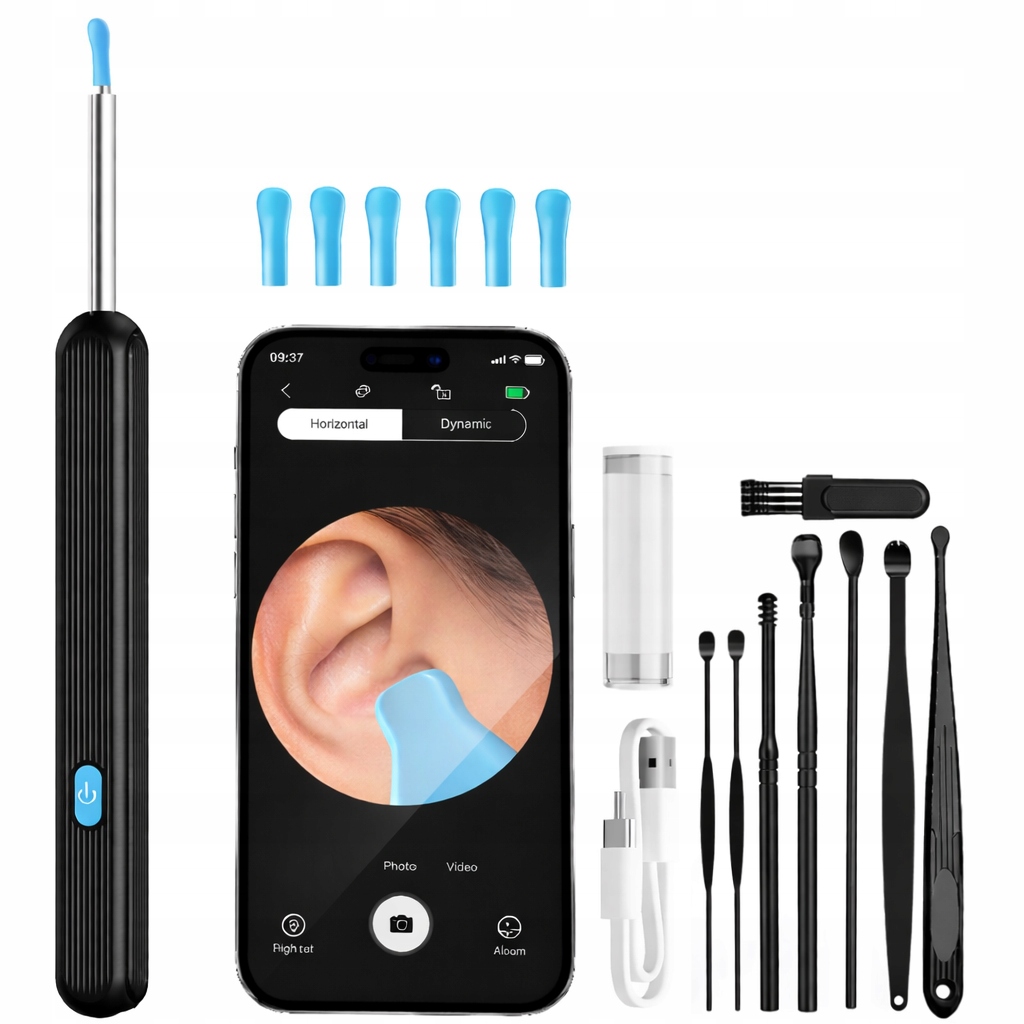 OTOSKOP SMART KAMERA CZYSZCZENIE USZU WOSK WIFI APLIKACJA ENDOSKOP AURIVO