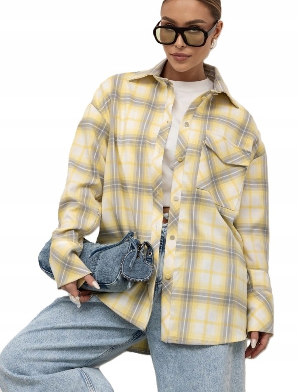 Cocomore Košile Mikina s kostkovaným vzorem Žlutá šedá bílá 40/L New