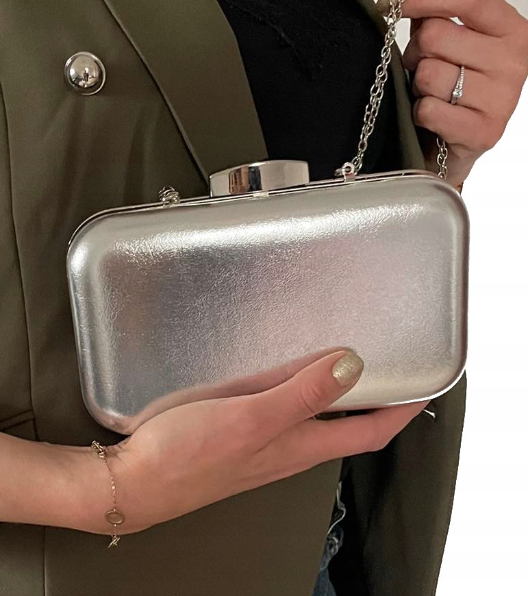WIECZOROWA KOPERTÓWKA PUZDERKO EKO silver RĄCZKA Szerokość produktu 20 cm