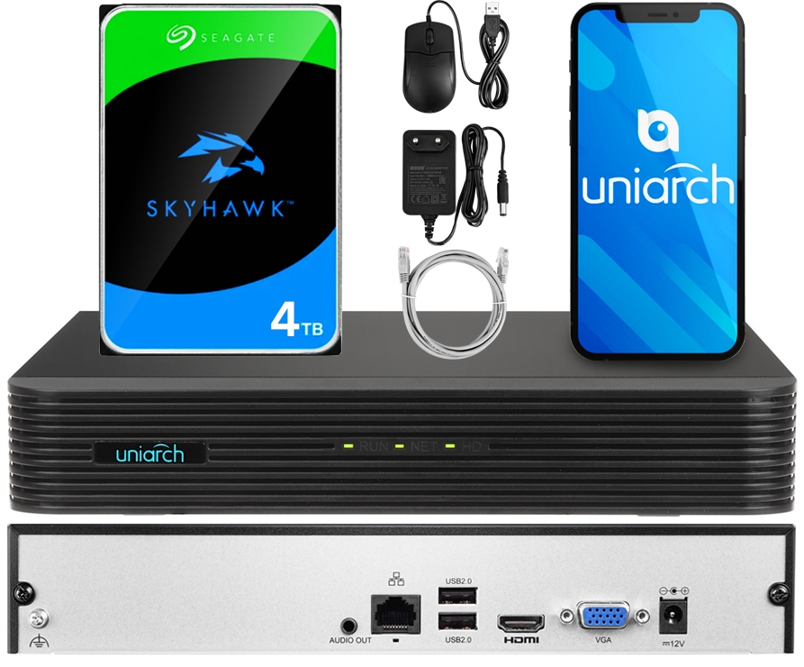 Rejestrator IP 10 kanałów 8Mpx ONVIF Chmura + 4TB