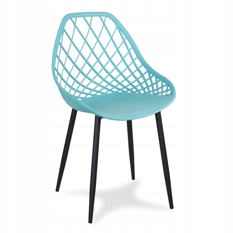 

Krzesło ażurowe turkusowe, czarne nogi metal YE-25