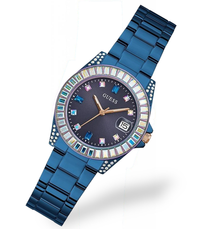 Tmavě modré dámské hodinky na náramku Guess GW0475L2 Gravírování Bonus