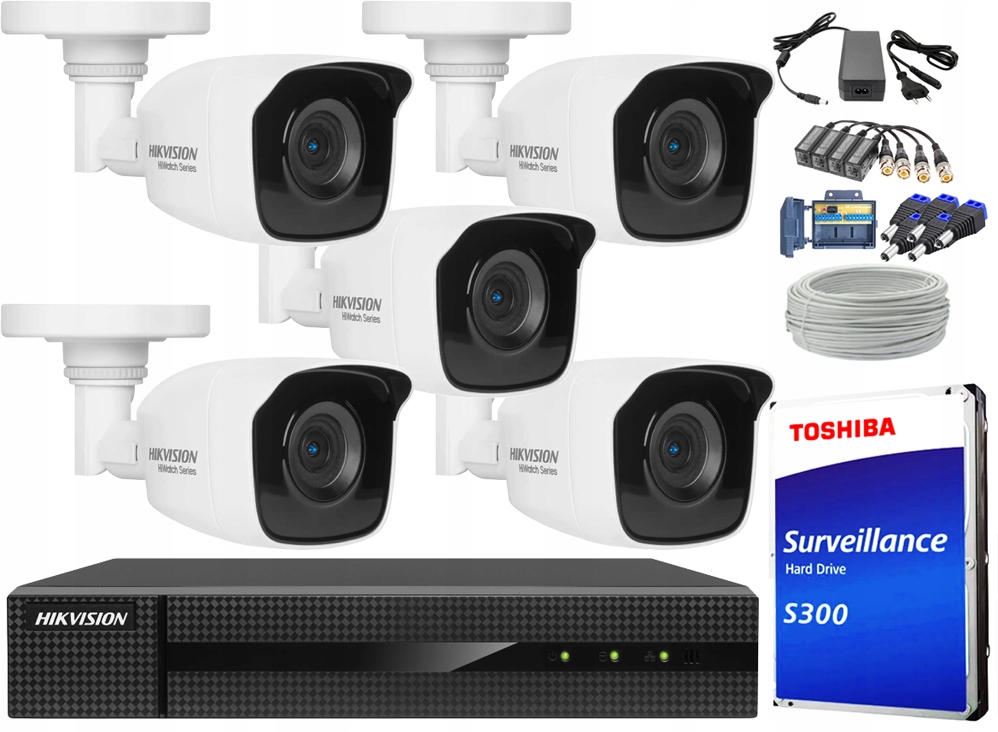 Sada pro monitorování domu 5Mpx 5 kamer Hikvision Tvi Ahd na šroub