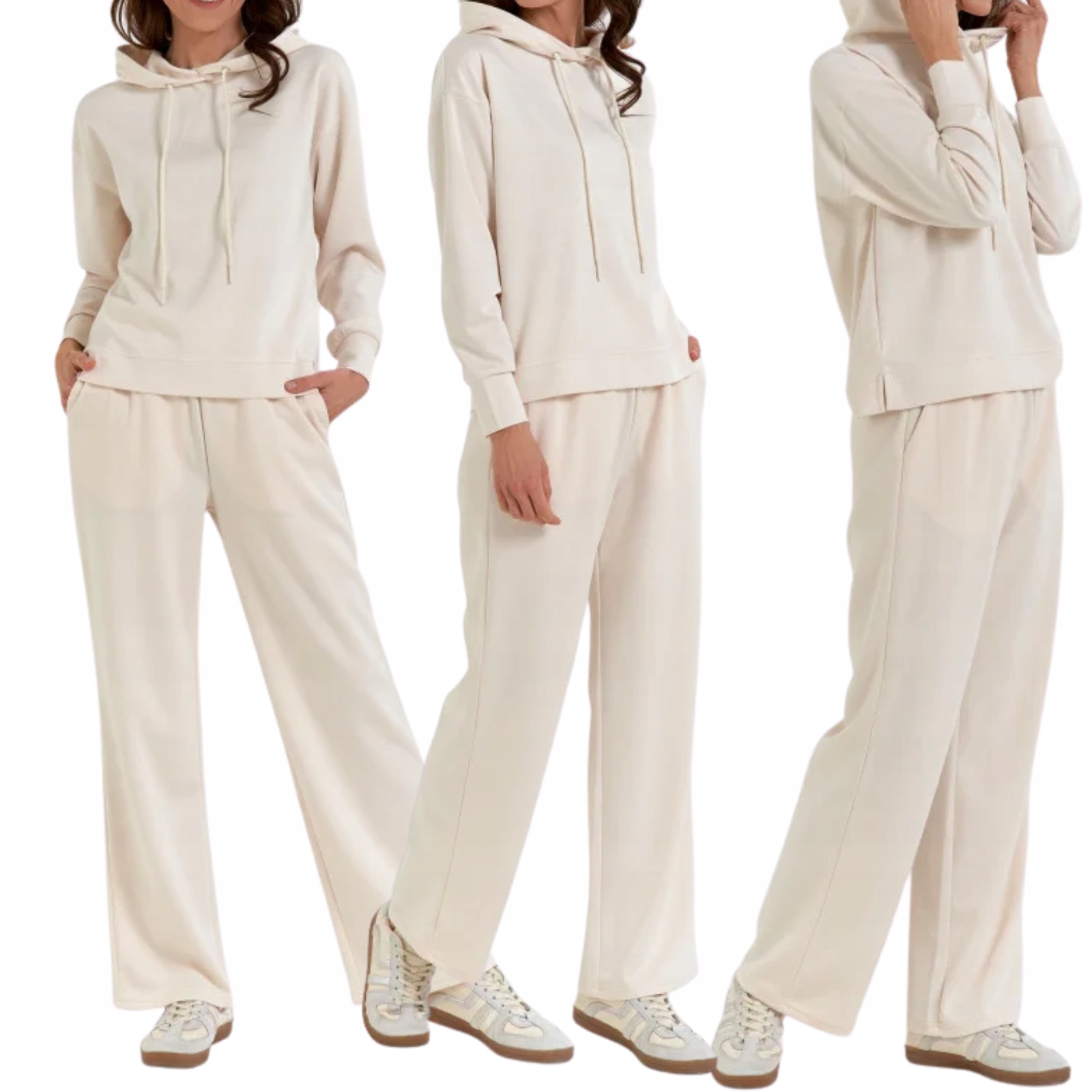 Dres Damski Bluza z Kapturem i Spodnie Szerokie Moraj L