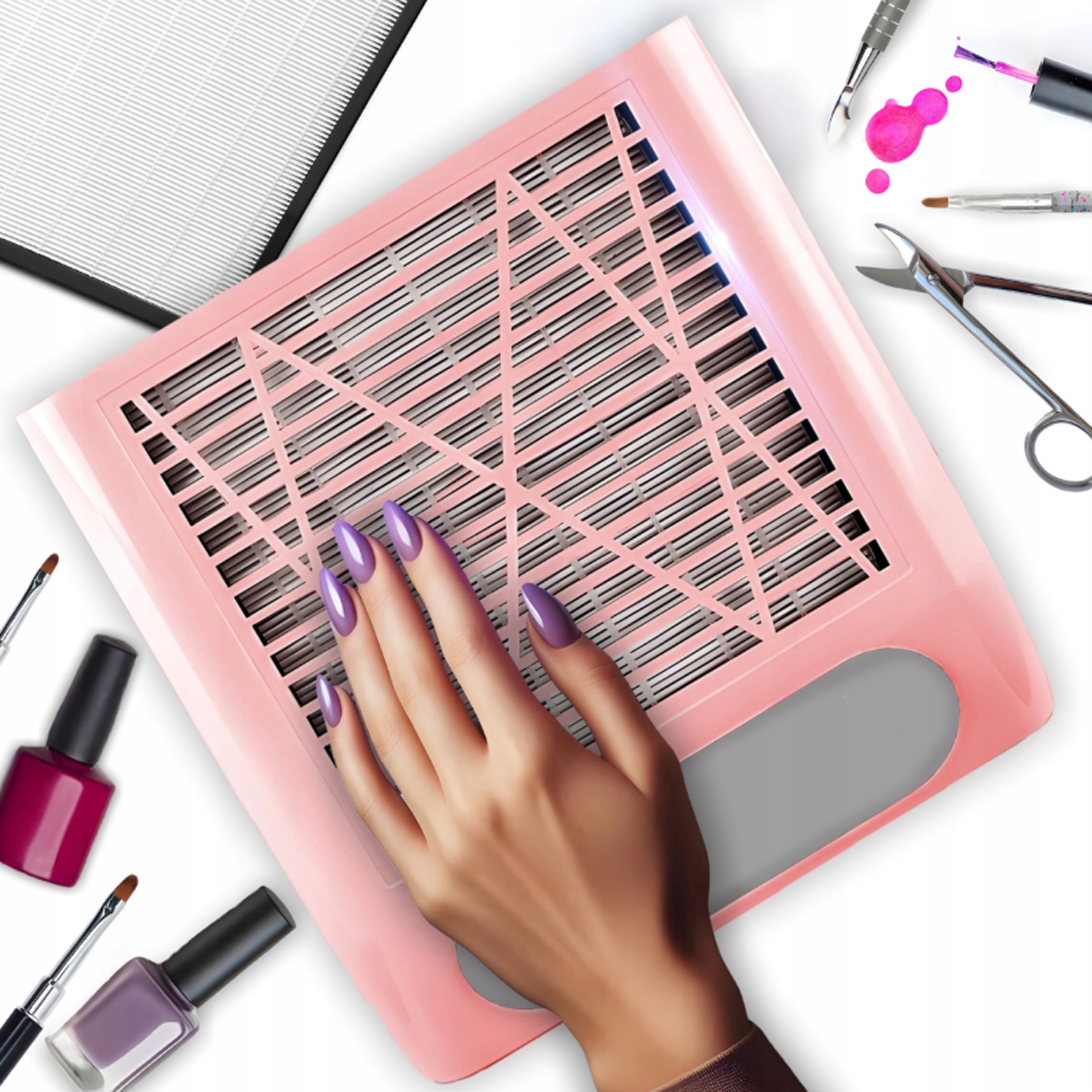 Odsávačka Prachu 80W Kazetový Na Nehty Manikúra Bezsáčkový Silný Filtr