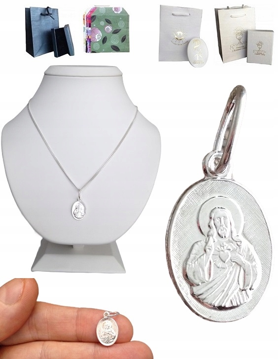 Pancerka Łańcuszek Srebrny Medalik Komplet (na PREZENT / Komunia / Chrzest)