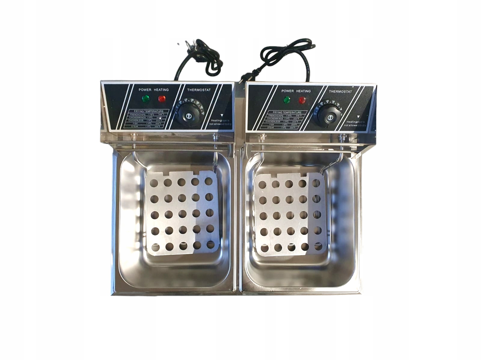 Frytkownica frytownica 2x 2500W 2x 6l mocna solidna szybka 60°C do 200°C Model BEF-82