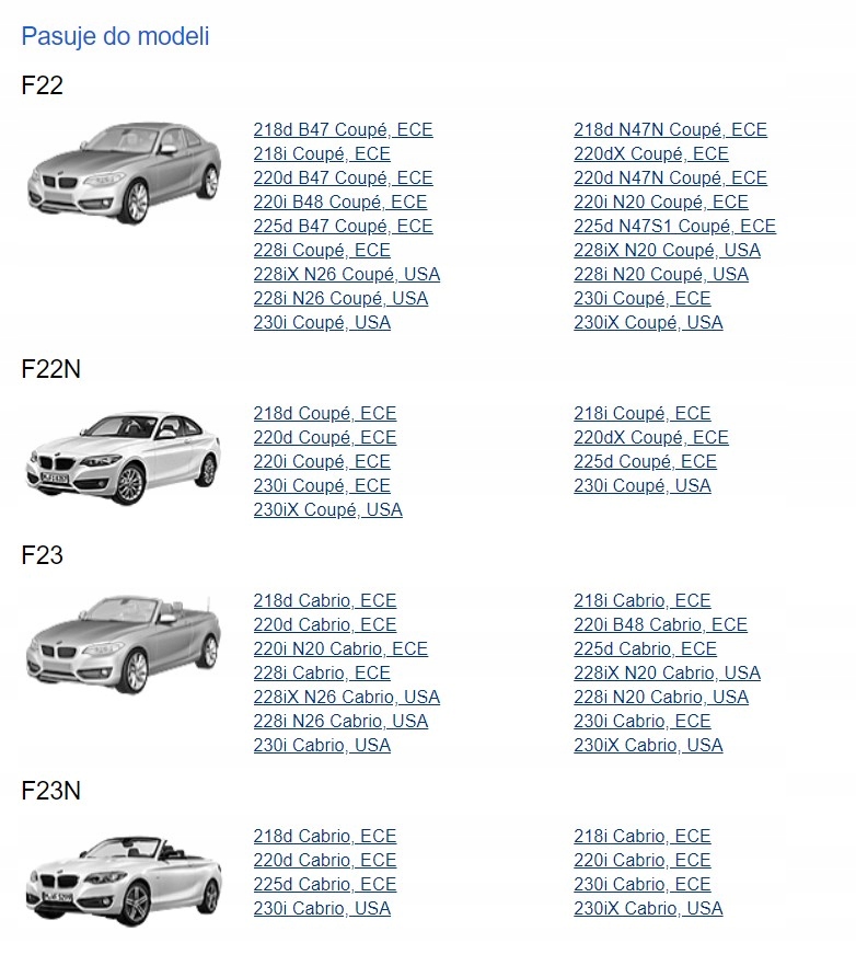 BMW F22 F23 LISTWA ZDERZAKA PRZÓD 7314334 Produkt generyczny listwa zderzaka