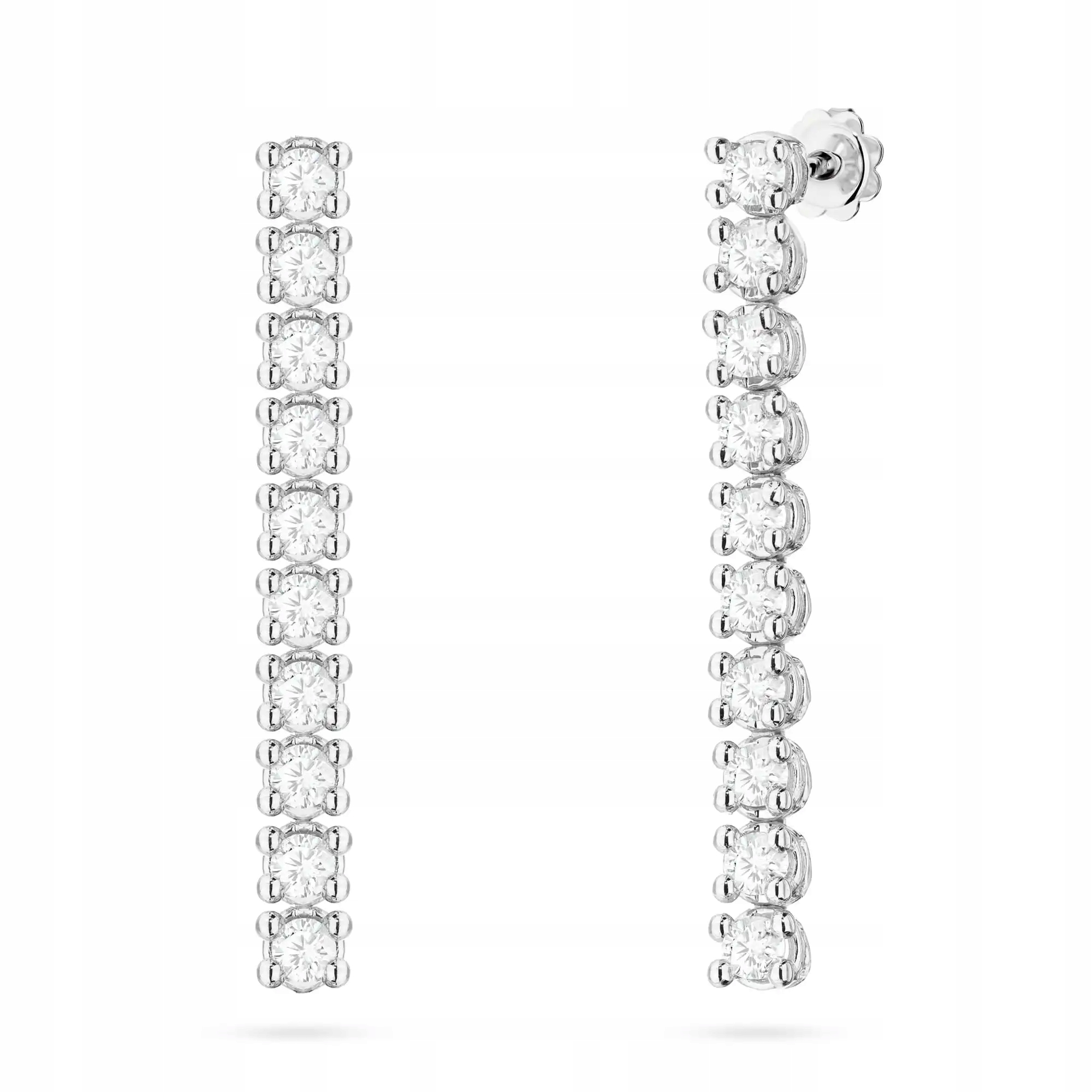 Náušnice ze zlata 585 s laboratorními diamanty, elegantní bílé zlato