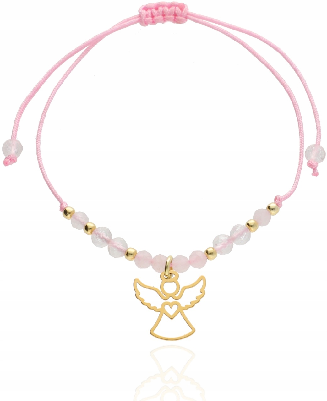 Bransoletka z aniołkiem anioł kamienie naturalne KOMUNIA CHRZEST ROCZEK 925 Marka ArtWings