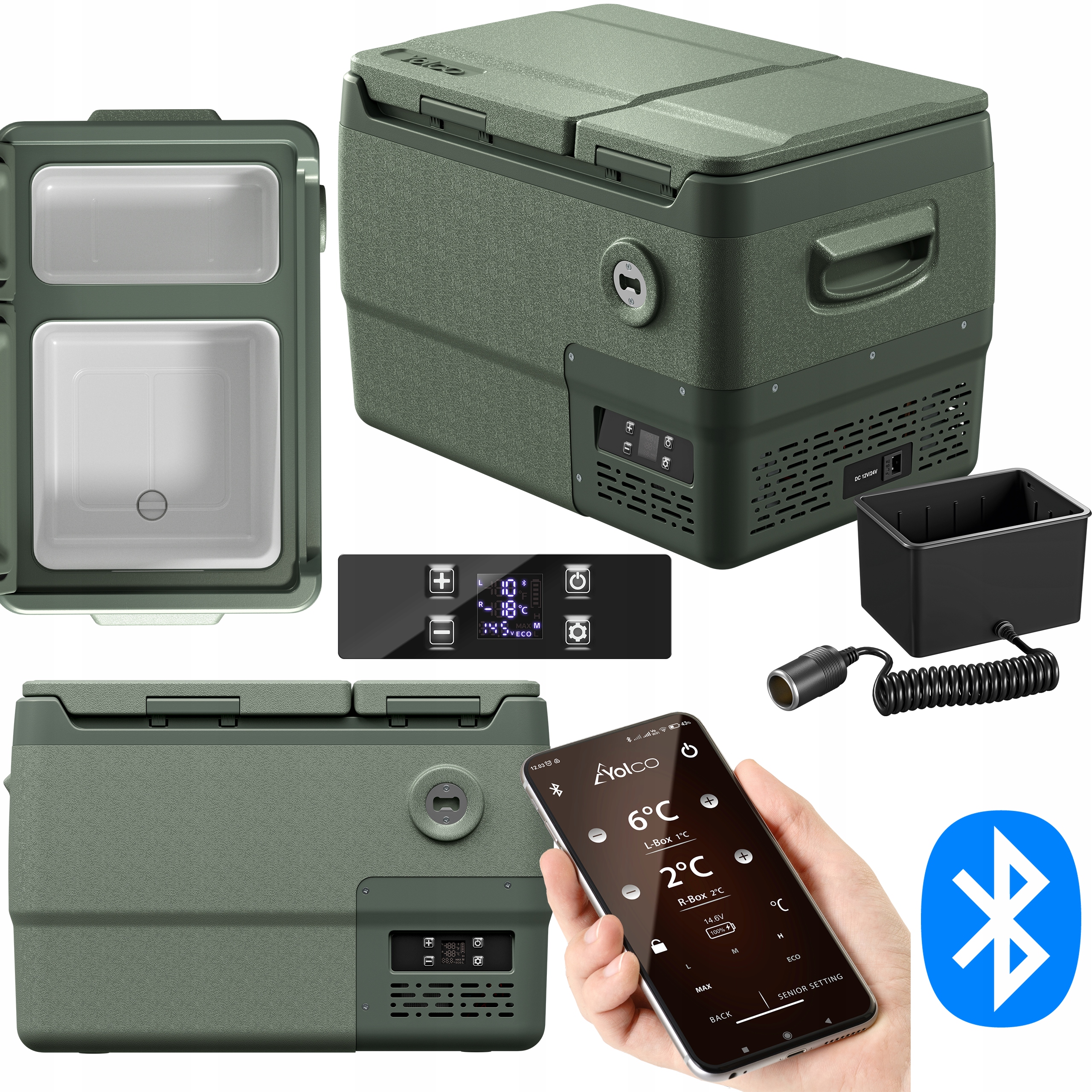 Lodówka Kompresorowa Samochodowa Yolco DX30 Pistachio Turystyczna Adapter