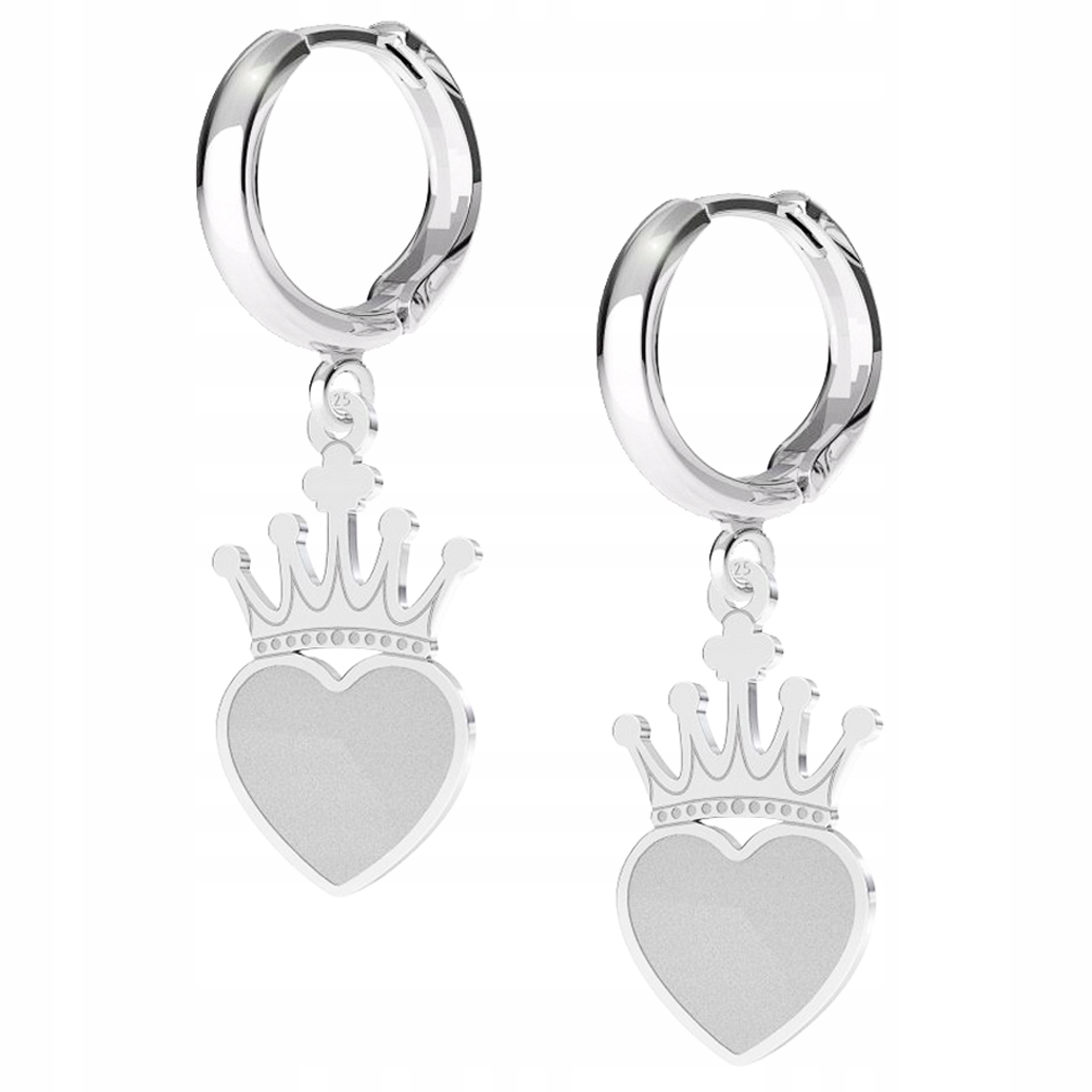 Stříbrné náušnice Korunka Srdce Srdíčko 925