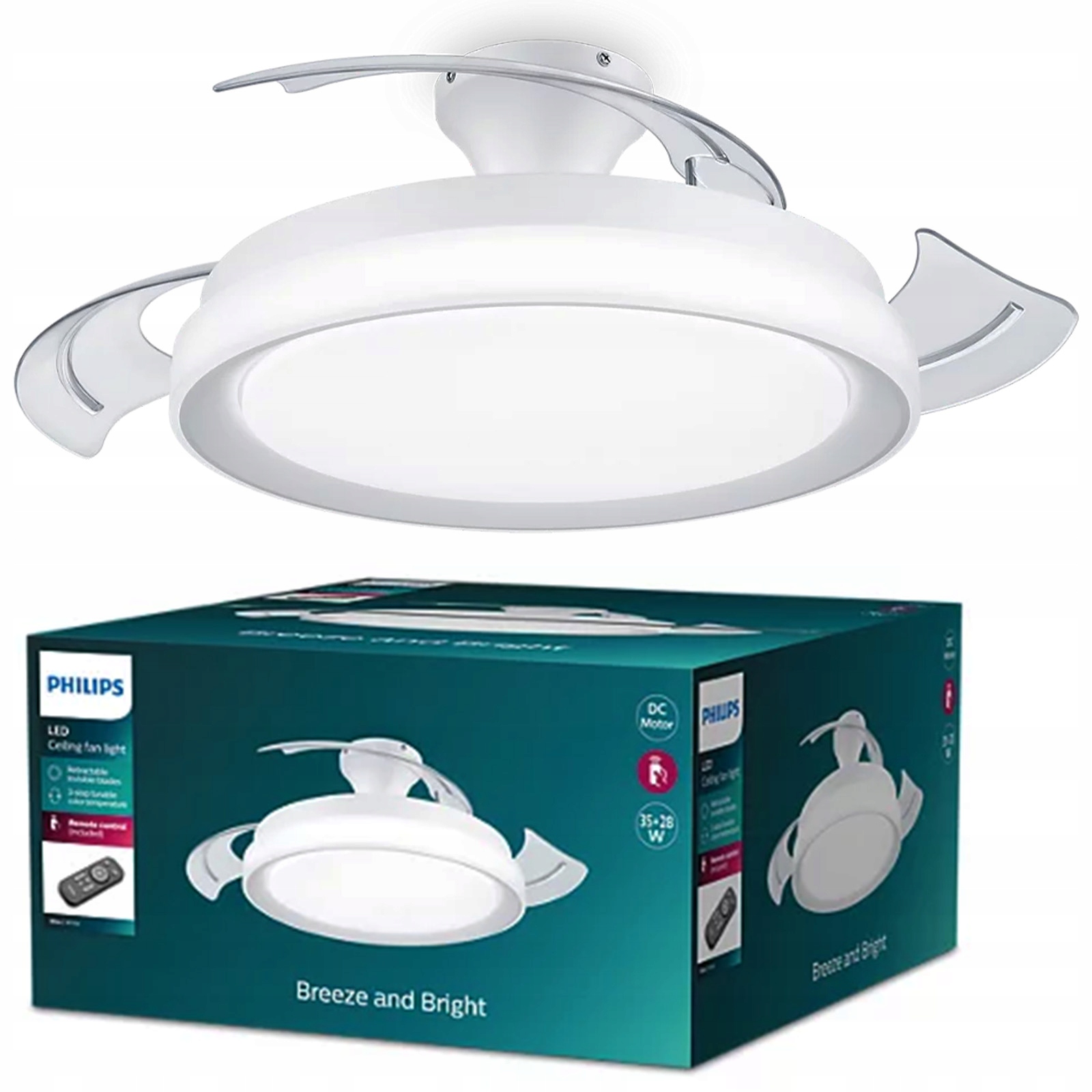 Stropná lampa Stropné Svietidlo s Led ventilátorom 28+35W 2700-5500K biela Philips