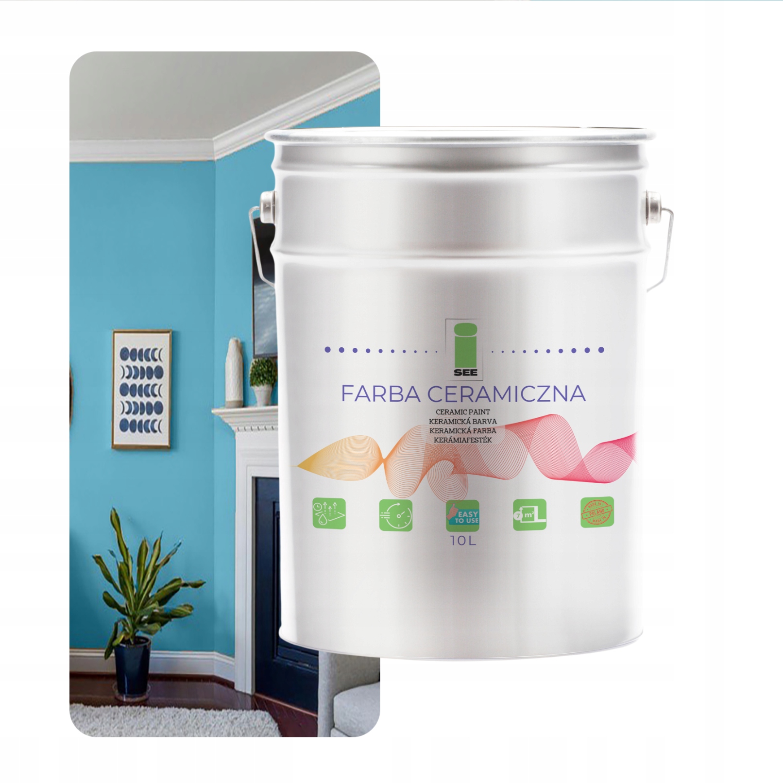 Keramická Umývateľná Farba Na Steny Modrá S Tónom 10 L, Odolná Voči Škvrnám