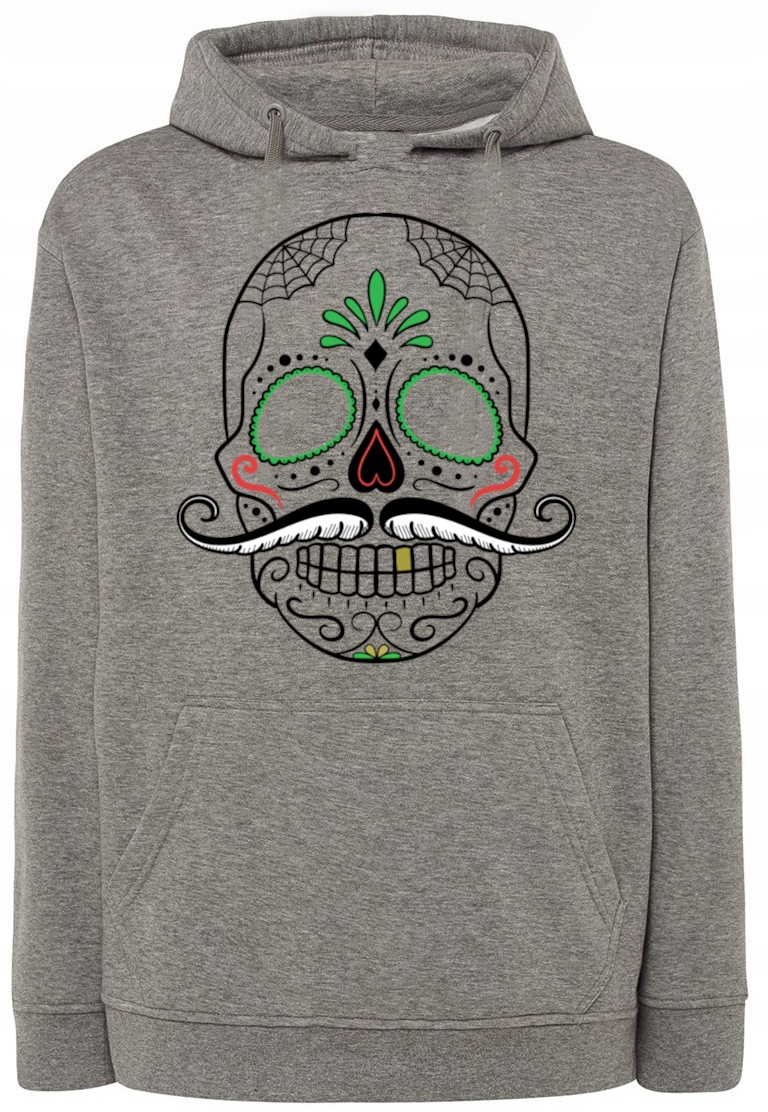 Mikina s pěkným potiskem Lebka s knírkem vel. 3XL