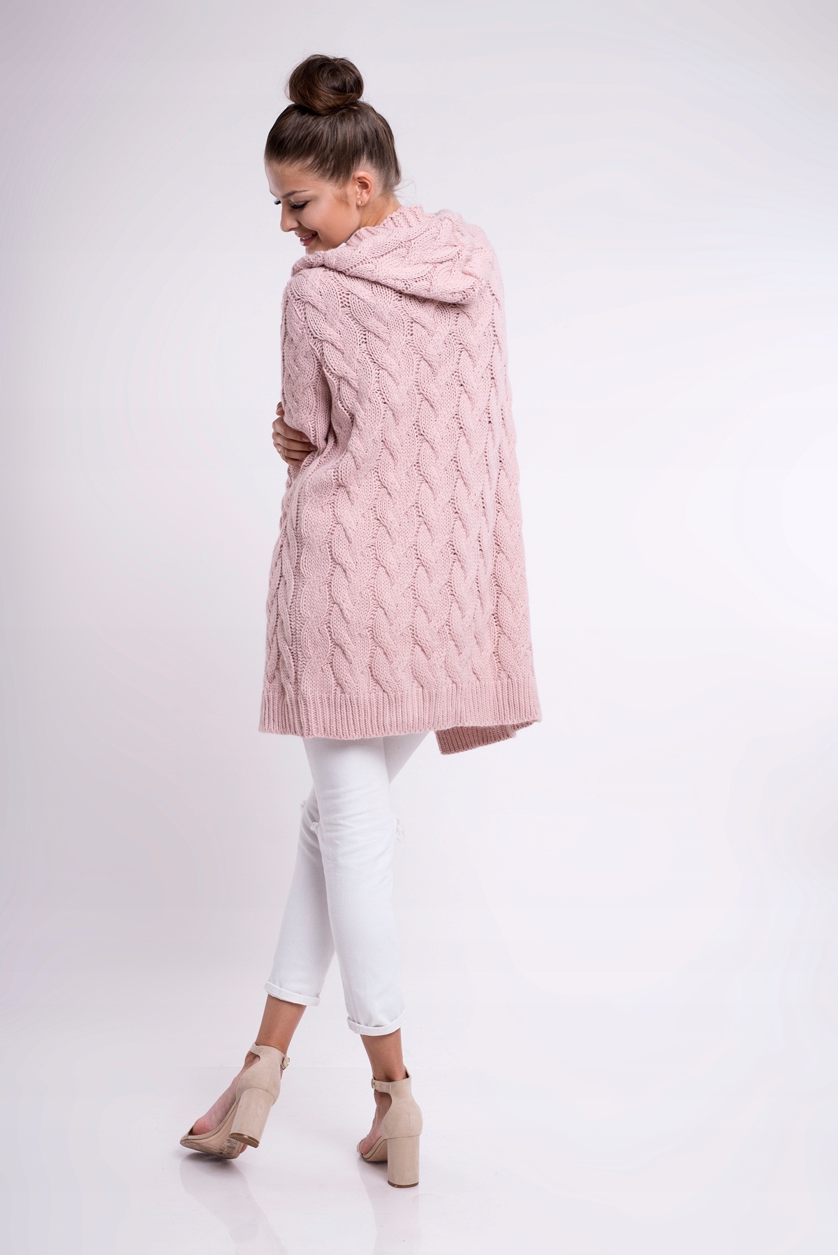 GLORIA BLOGERSKI CIEPŁY KARDIGAN Z KAPTUREM S/M Model GLORIA