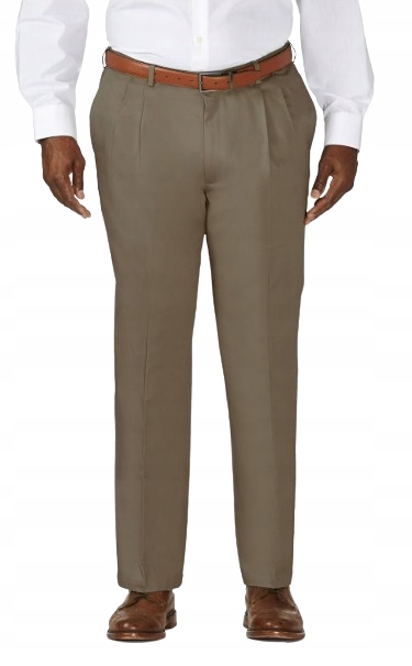 Haggar Béžové Elegantní Chinos Kalhoty S Páskem Bavlna 60/30 J_a