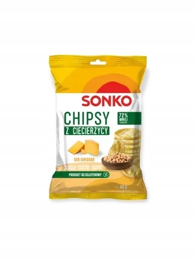 Levně 9 x Sonko Chipsy z cizrny s příchutí sýra cheddar 60 g