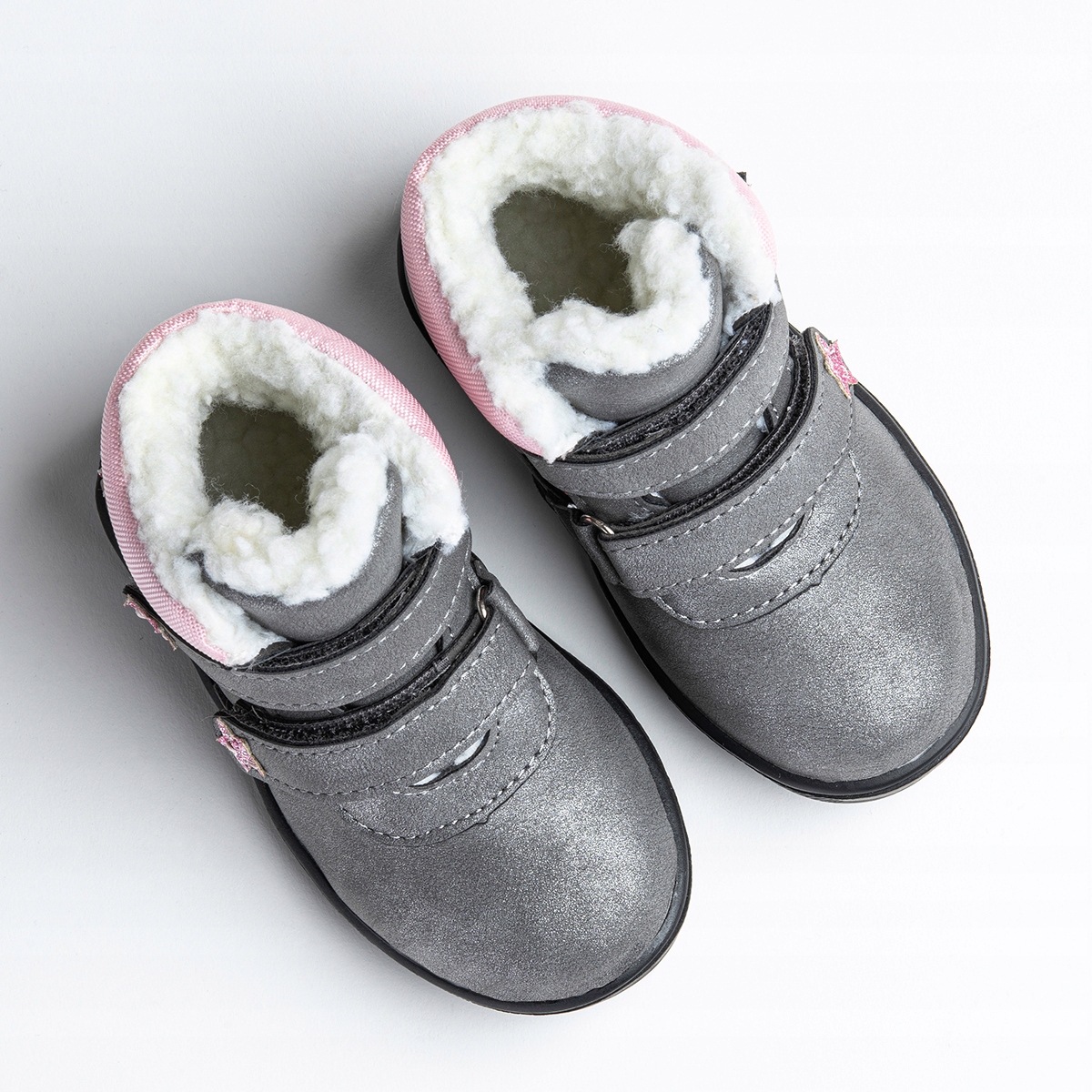 Trzewiki botki dziewczęce OCIEPLANE na RZEPY lekkie brokat Wojtyłko 25 Długość wkładki wew. 16.5 cm