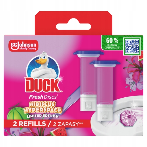 ŻELOWE KRĄŻKI DO TOALETY PODWÓJNY ZAPAS DUCK HIBISCUS HYPERSPACE 12 KRĄŻKÓW
