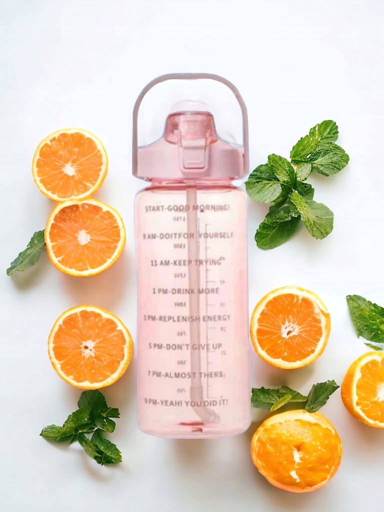 BUTELKA NA WODE 2L BIDON 2L ZE SŁOMKĄ I MIARKĄ 2000ML FITNESS + GRATISY Model bidon 2l