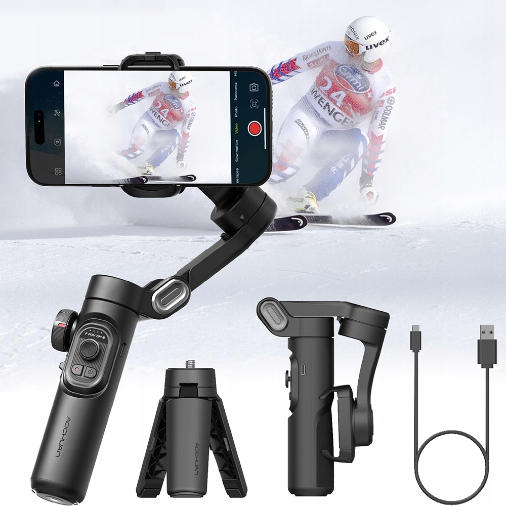 Gimbal ręczny selfiestick statyw Aochuan Xe do smartfonów czarny