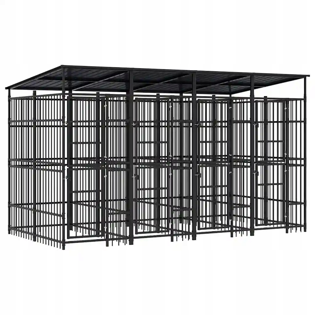 Levně Venkovní psí kotec se střechou ocel 7,37 m²