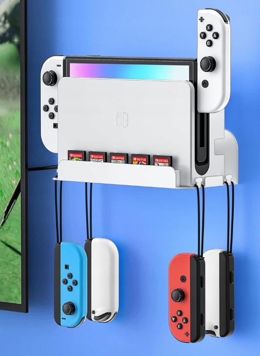 METALOWY UCHWYT ŚCIENNY DO NINTENDO SWITCH I OLED - MIEJSCA NA KARTY