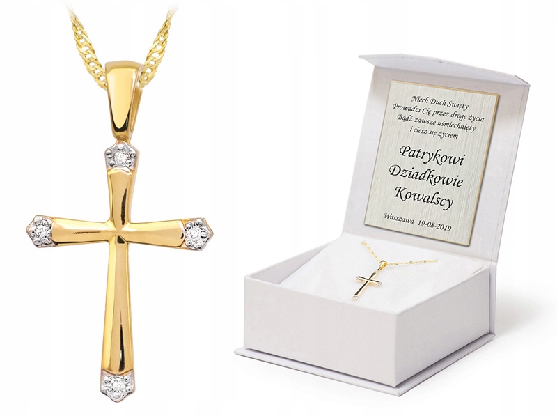 Zlatý Křížek Řetízek 585 Křest Svaté Přijímání 42 cm