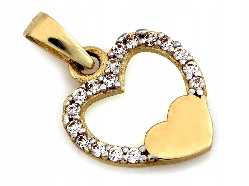 Zlatý přívěsek srdce 585 s bílými zirkony 0.67 g Rámeček srdce 14kt