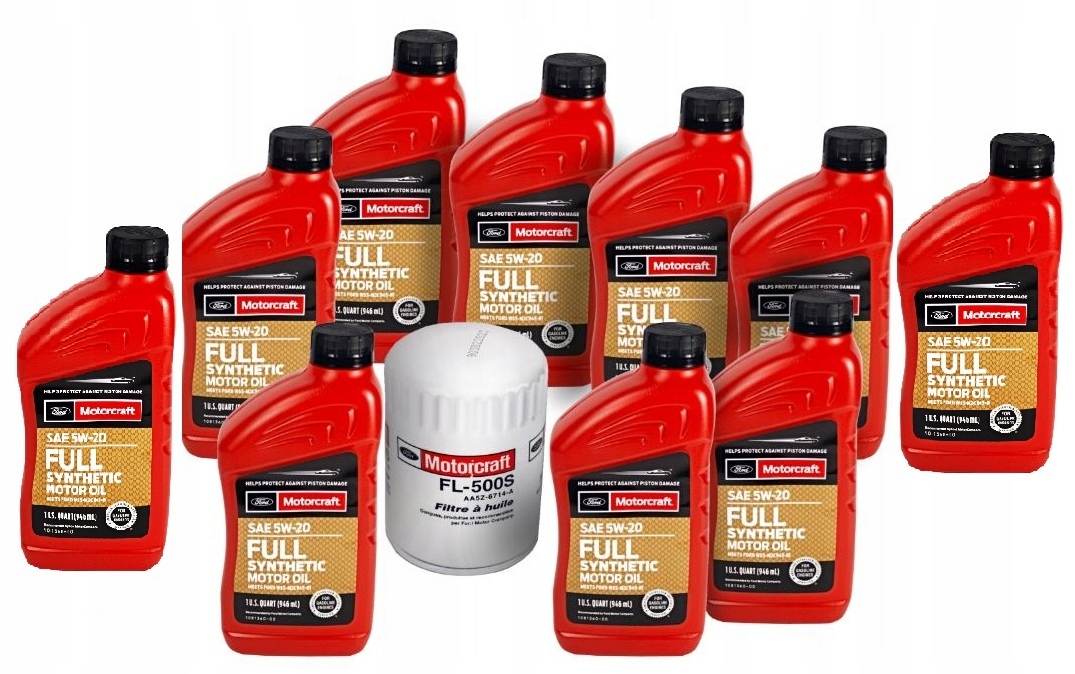 Olej filtry Motorcraft 5W20 Mustang 2015-2018 V8 – 10 čtvrtin 9,46 L