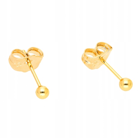 

123k Złote Kolczyki sztyft kulka 3mm kulki Stal