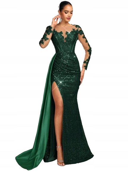 Shein Zelené Šaty S Flitry A Tylem 38 1KF