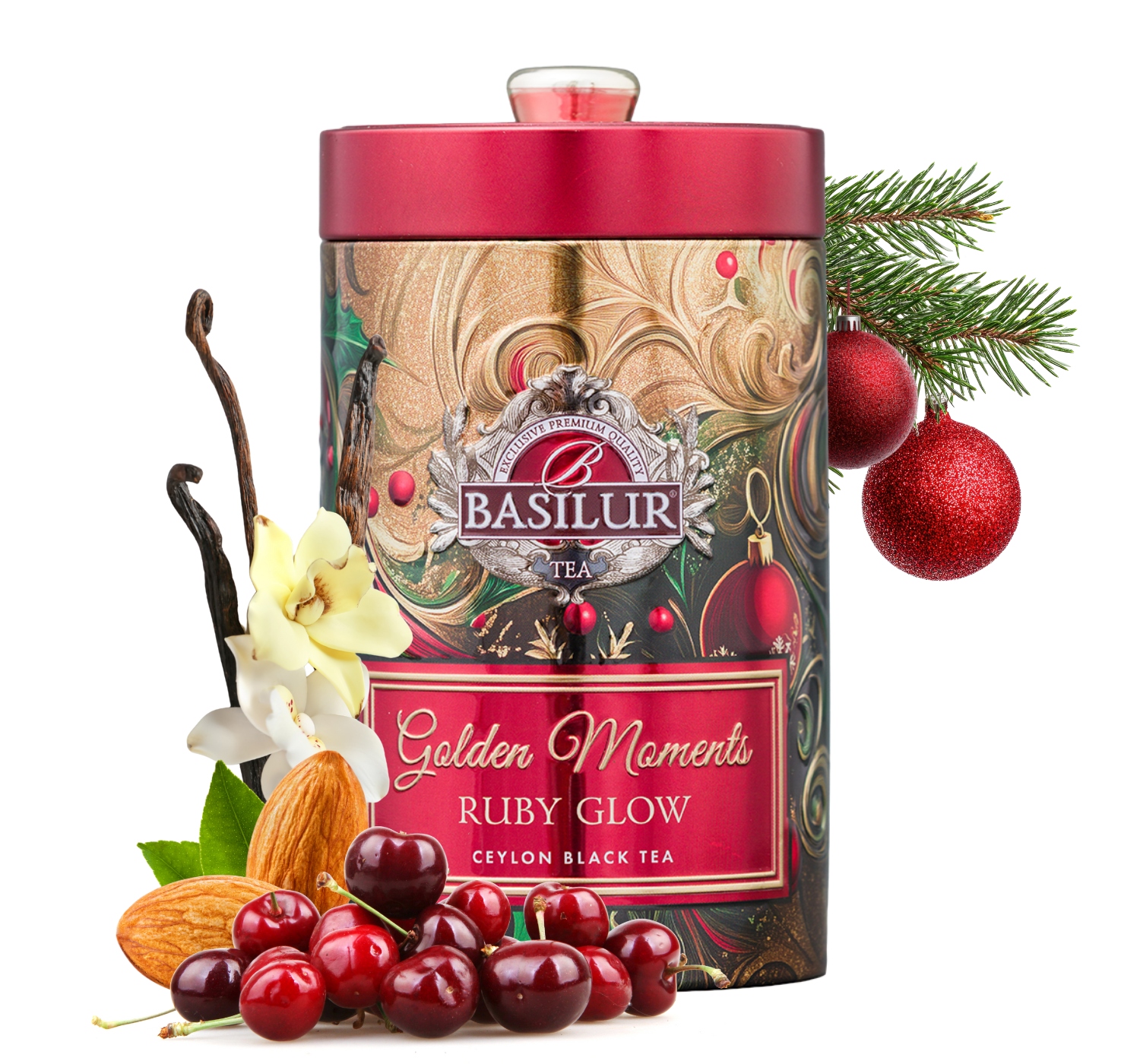 Basilur Golden Moments Ruby Glow czarna herbata z Wanilią 100 g Puszka