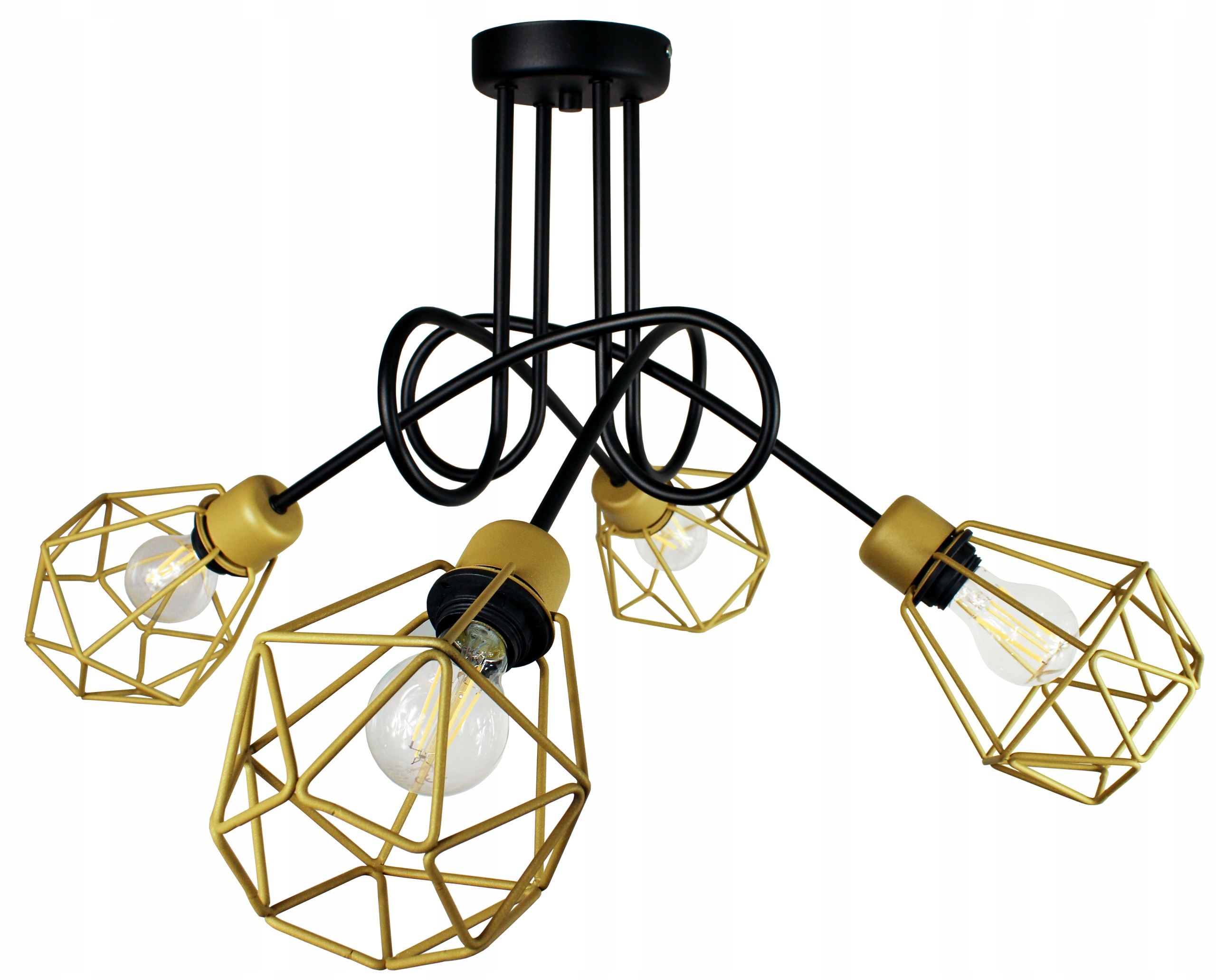 Lustr závěsné stropní svítidlo Edison loft černá zlatá Led stropní lampa