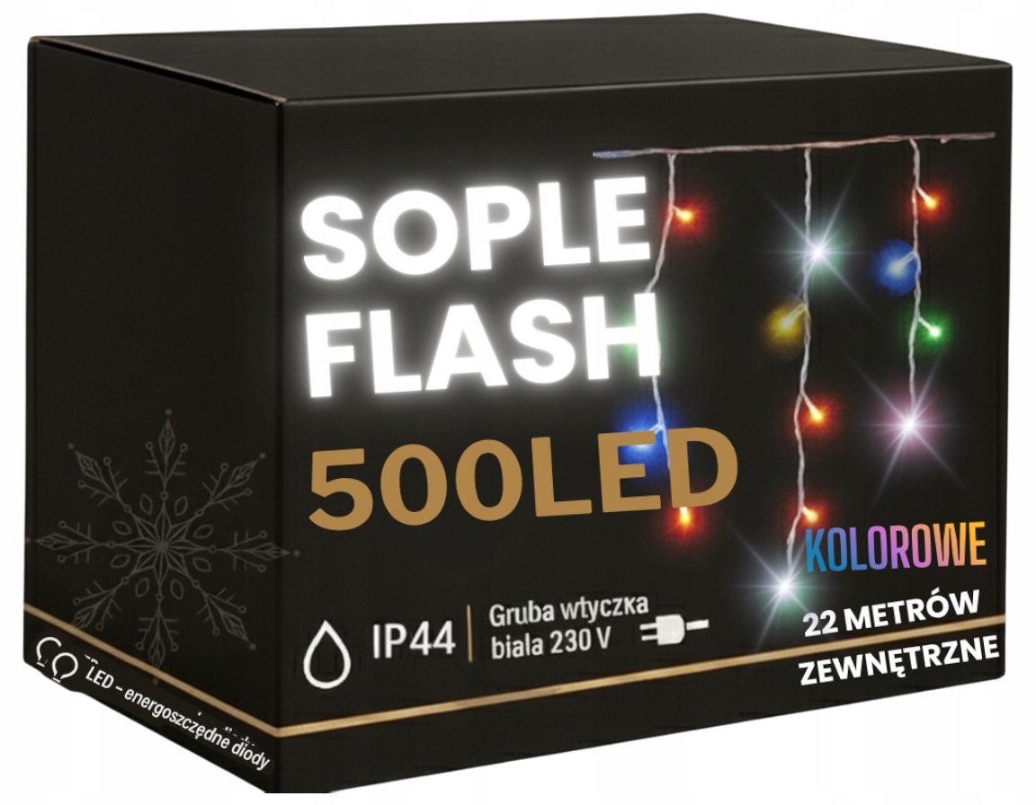 Cencúle 500 Led 22 m Farebné Flash Vonkajšia záclona Gumový kábel