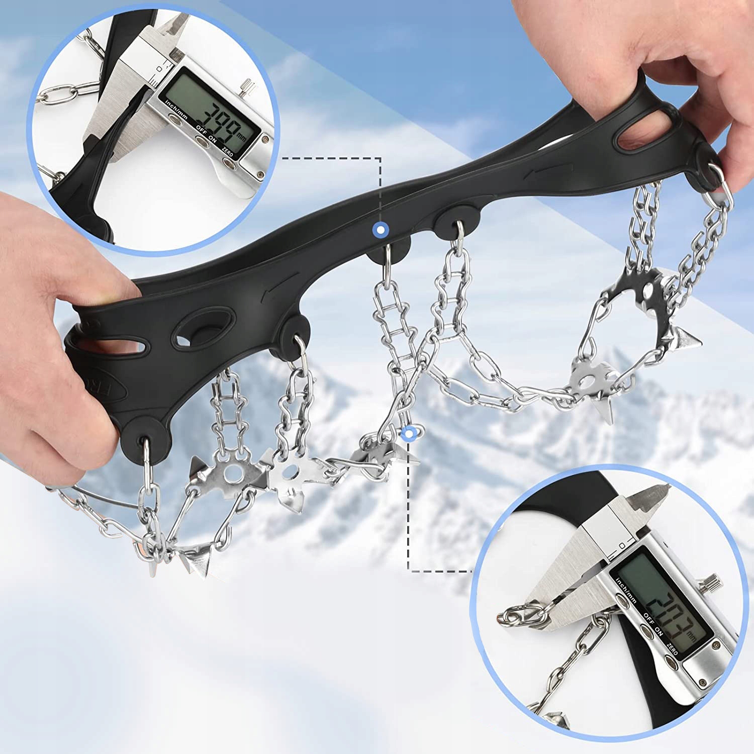 MOCNE RACZKI rozm. M 36-40 NAKŁADKI NA BUTY KOLCE ŁAŃCUCHY - 19 ZĘBÓW - Marka Koanni