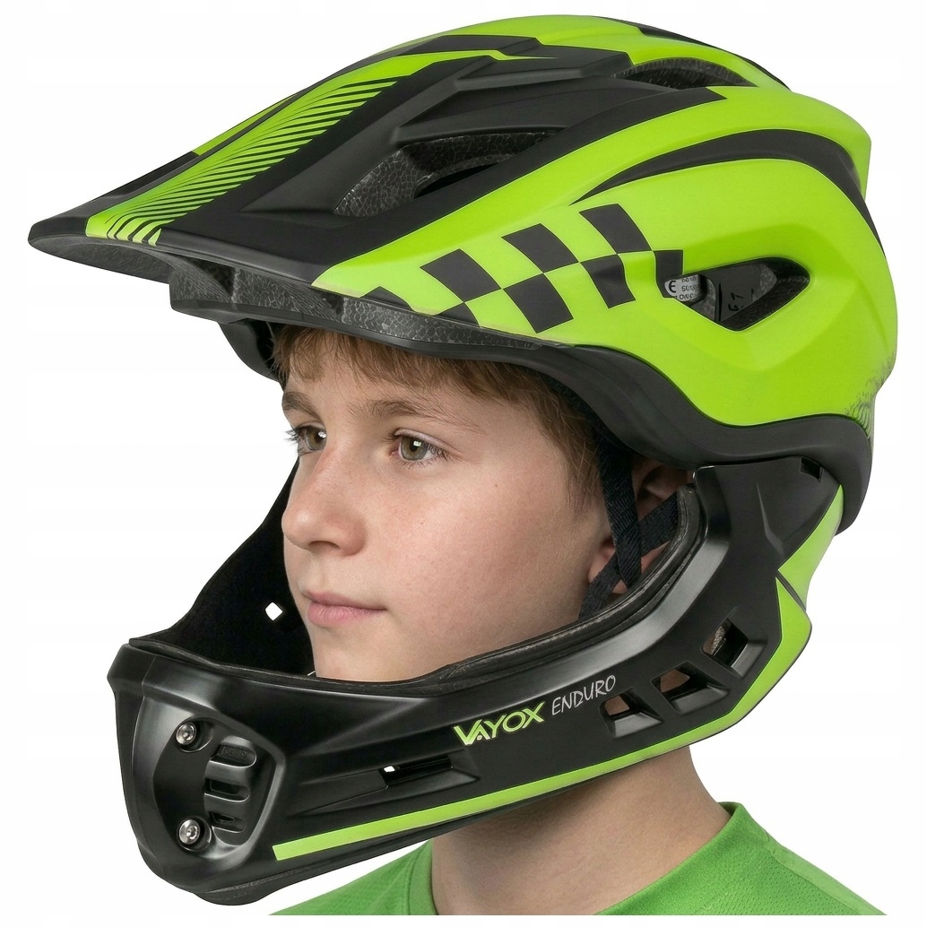 Kask Rowerowy Dziecięcy Fullface Szczękowy Odpinany Mtb 50-54 Enduro Vayox