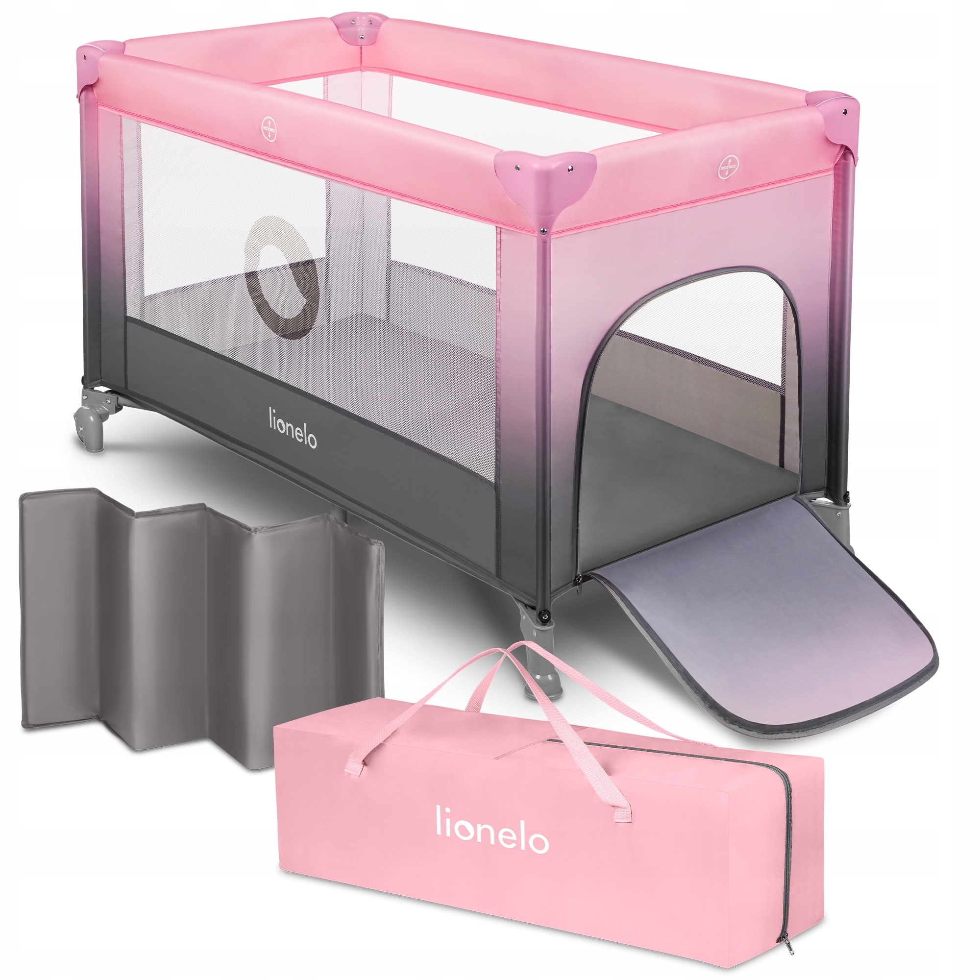 Lionelo Łóżeczko turystyczne Stefi PINK OMBRE
