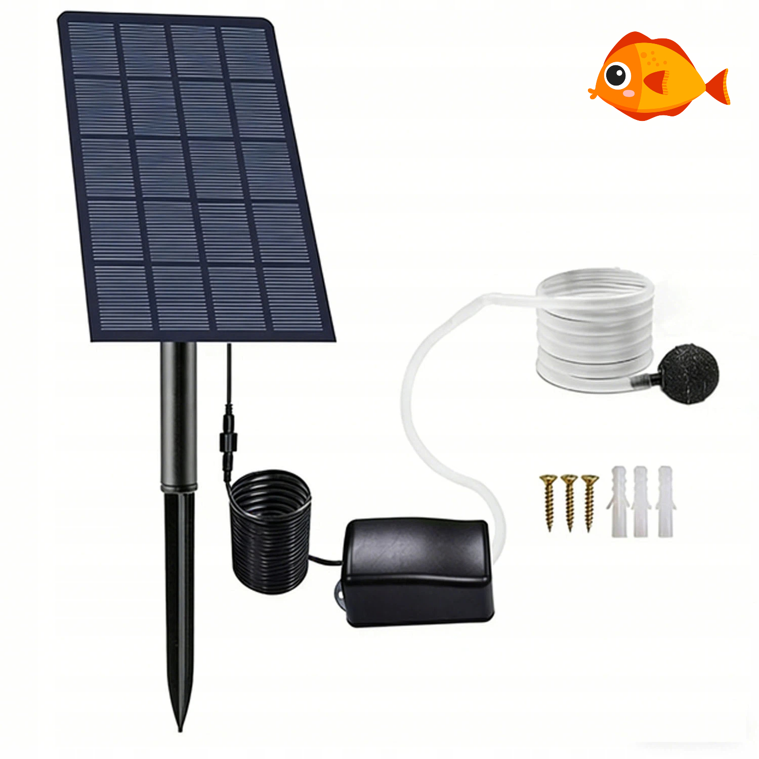 Tichý Solární Provzdušňovač Do Oka 0.8 L/min, Kabel 3 M, Sada