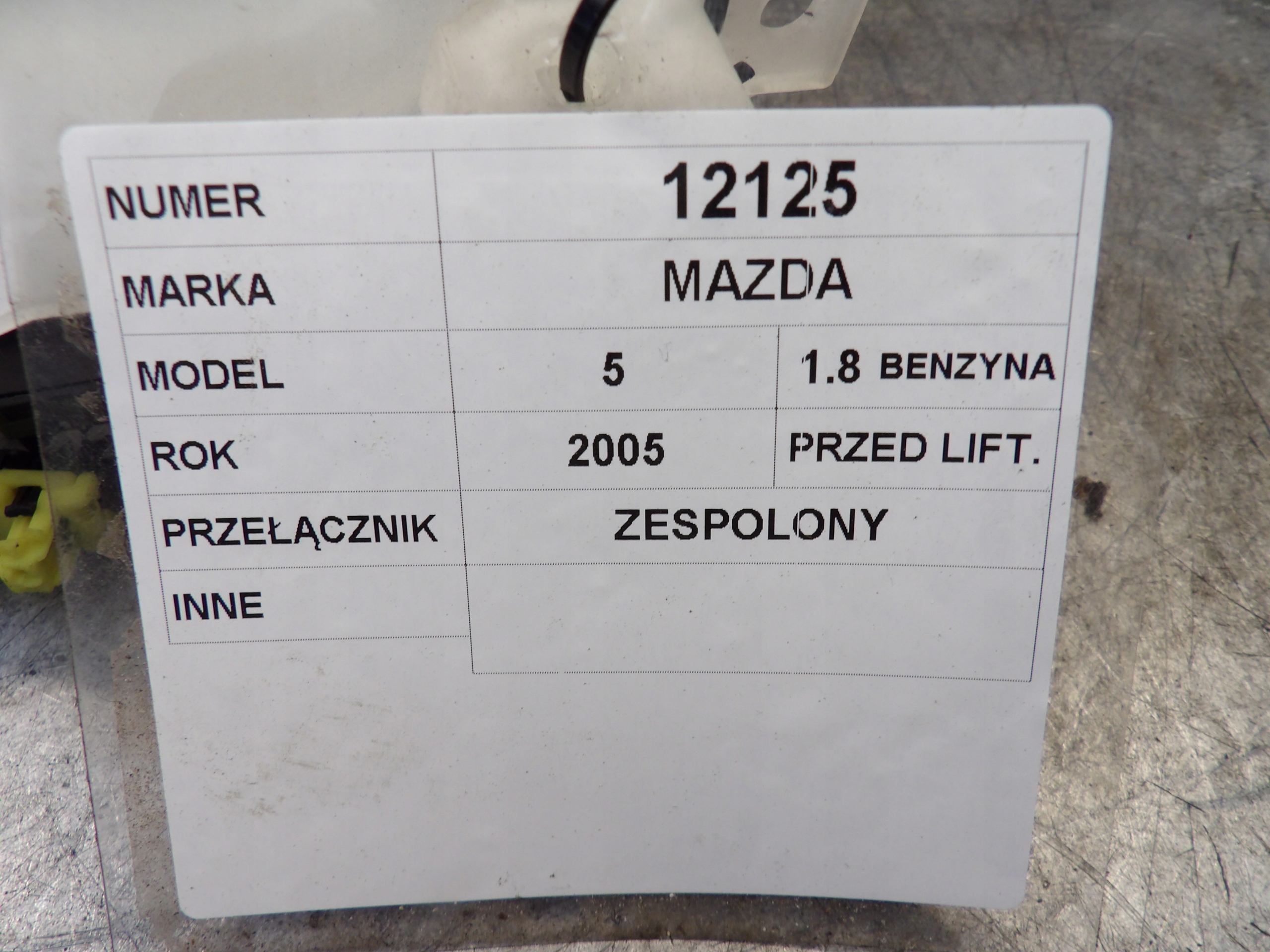 Mazda V 5 DEVIO LUCI TERGICRISTALLO TERGI 17D682