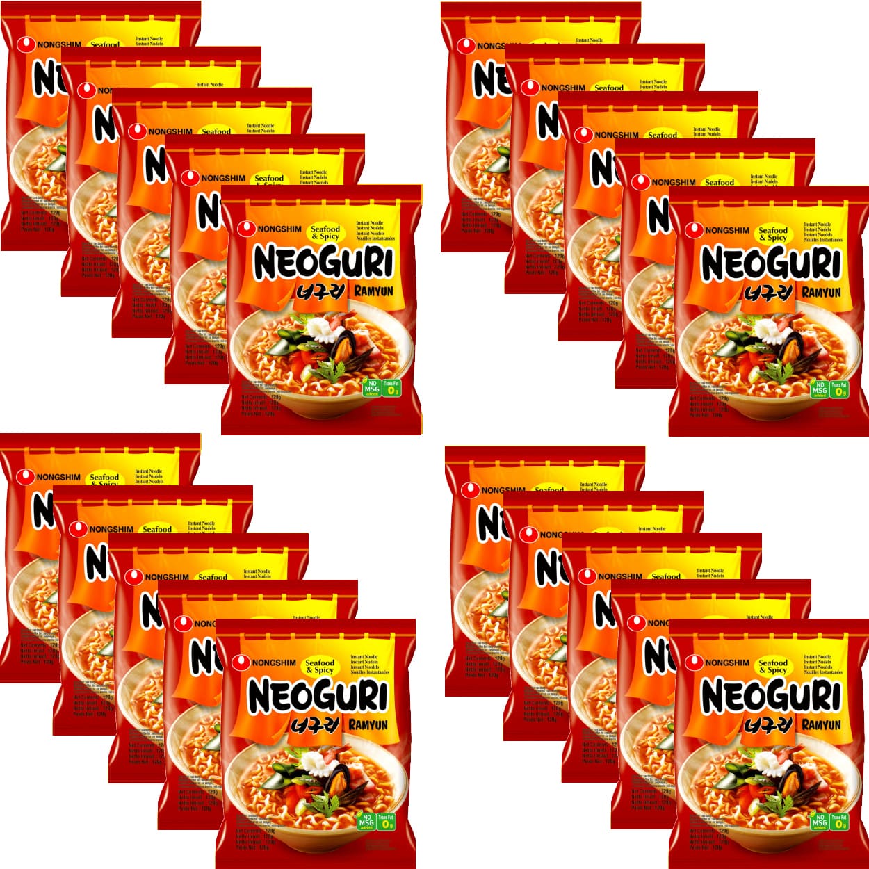 Levně Karton Korejská polévka Neoguri Ramen Plody moře Ostrá Hot 20x120g Nongshim