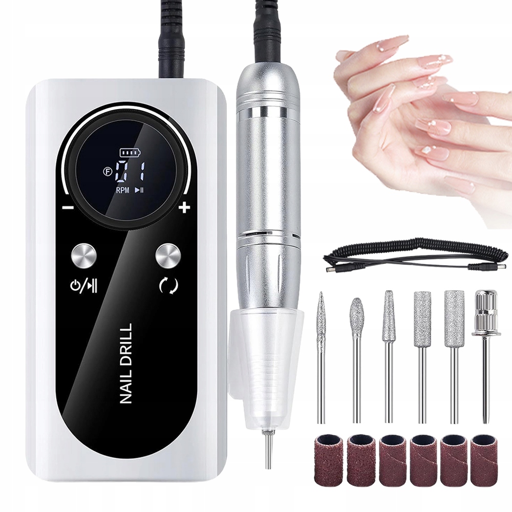 Elektrická Frézka Na Nehty 45000 Ot/min S LCD Výkonná, Bílá