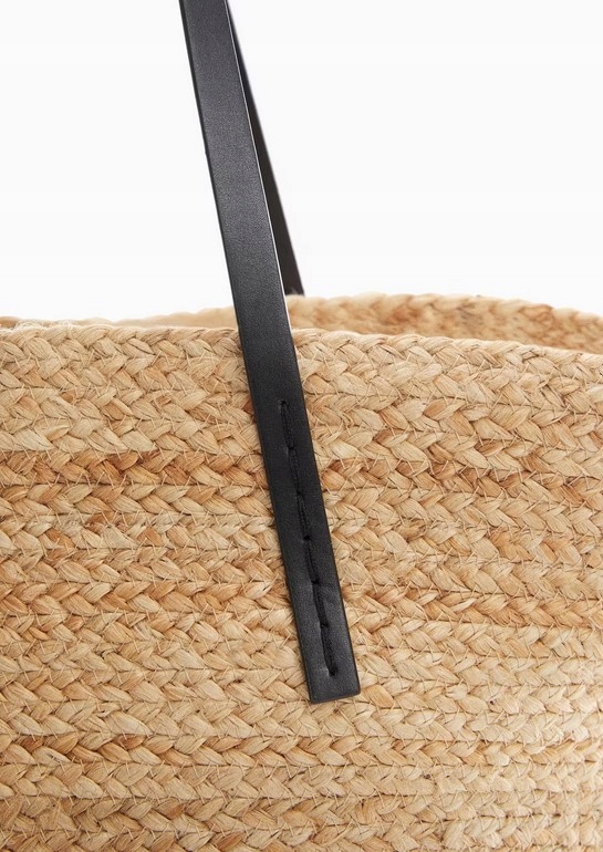 MANGO Torebka kosz koszyk czarne uchwyty juta torba duża super wow ładna Materiał dominujący inny